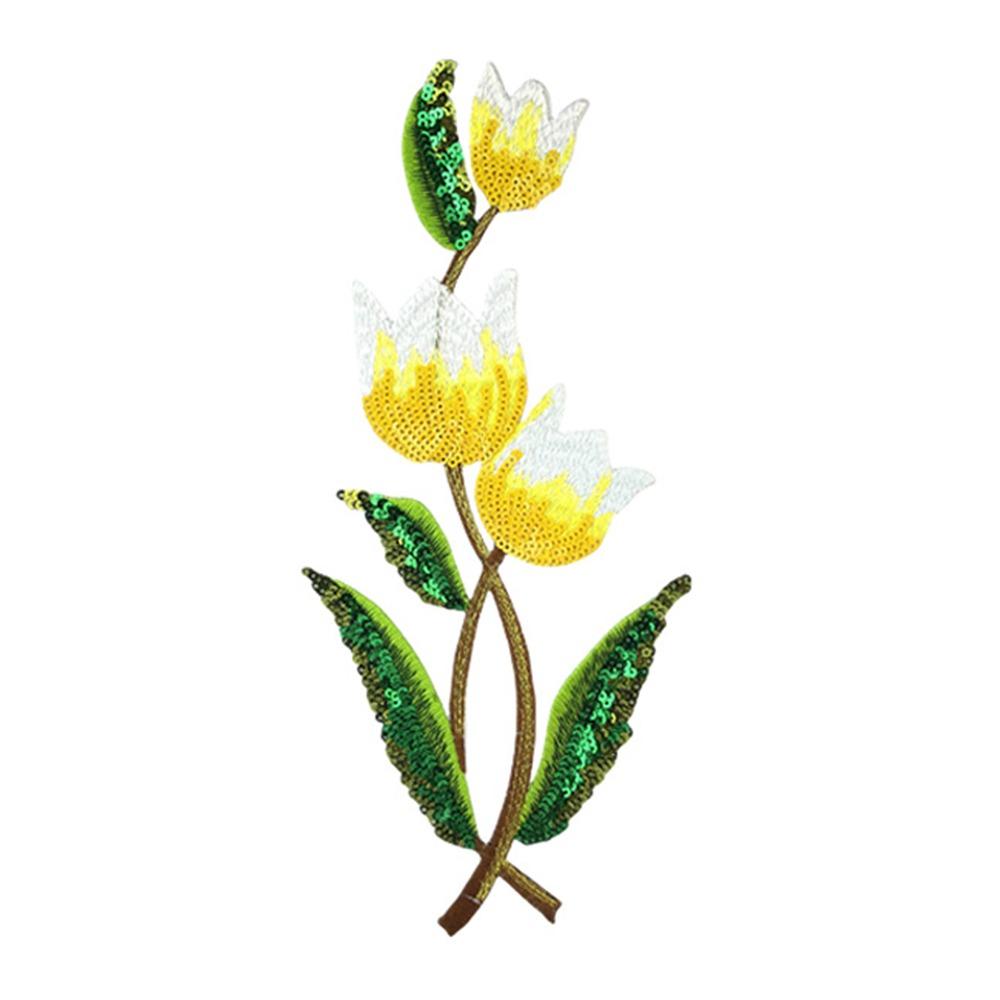 High Quality Large Size Flower Patch Shining Sequins Glitter Embroidery Iron on Patch Applique Patch For Clothes DIY Applique