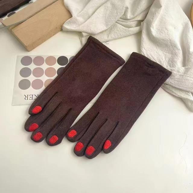 Fashion Nail Polish Gloves Grace Lady Winter Vintage Full Finger Glove Women Thick Driving Touch Screen Warm Mittens Female T124