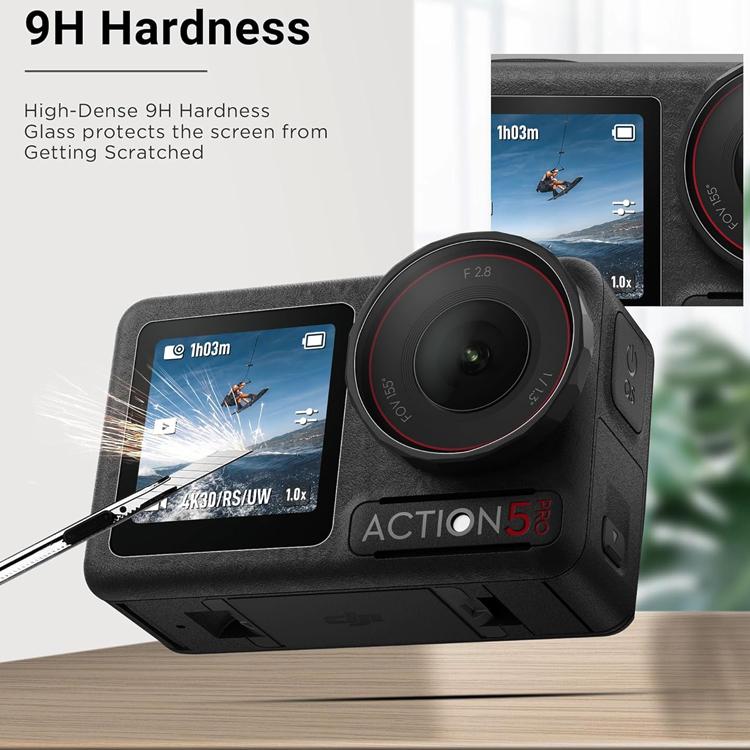 Screen Protectors for DJI Action 5 Pro 9H Tempered Glass Lens Film Protector Action 5 Pro Accessories Bubble-Free Alignment Fram
