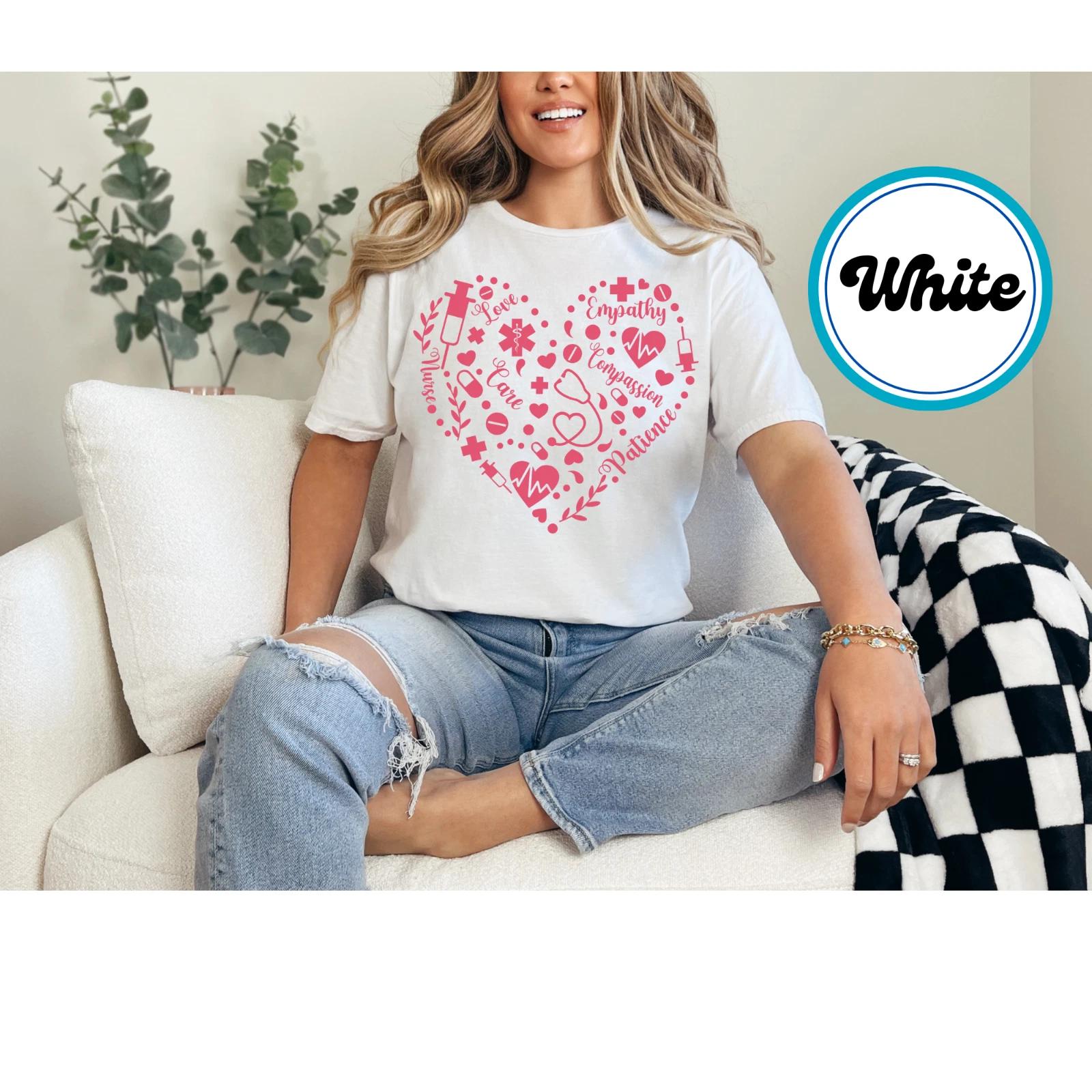 Nurse Heart Graphic T-Shirt Medical Worker Gift Healthcare Appreciation Top 3XL