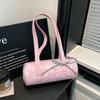 Womens Cylinder Shape PU Handbag With Star Polka Dot Print Casual Shoulder Crossbody Bag Daily Use