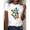 European Size Fashionable Summer T Shirt Butterfly Print Black And White T Shirt Regular Version T Shirt Comfortable And Elastic Able for Daily Summer