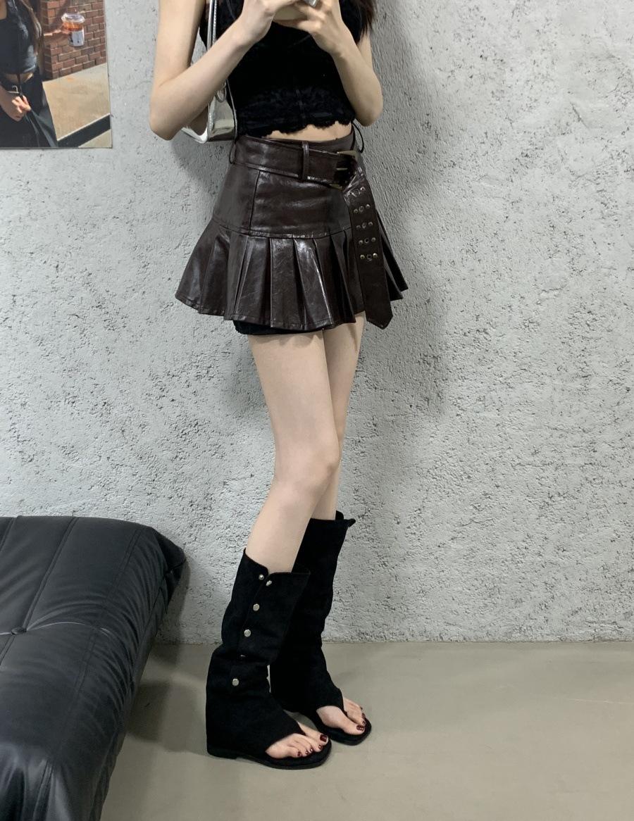 2025 spring and summer new round head open-toed thin-heeled European and American fashion high-heeled high-heeled cool boots 35