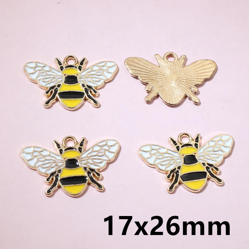 10pcs Enamel Flower Bee Honey Honeycomb Charms Pendant Alloy Metal for Necklace Earrings Bracelet DIY Jewelry Making Accessories