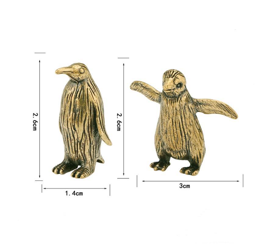 Solid Brass Antarctic Penguin Small Statue Miniature Figurine Office Desk Ornament Tea Pet Paperweight Vintage Decoration Crafts