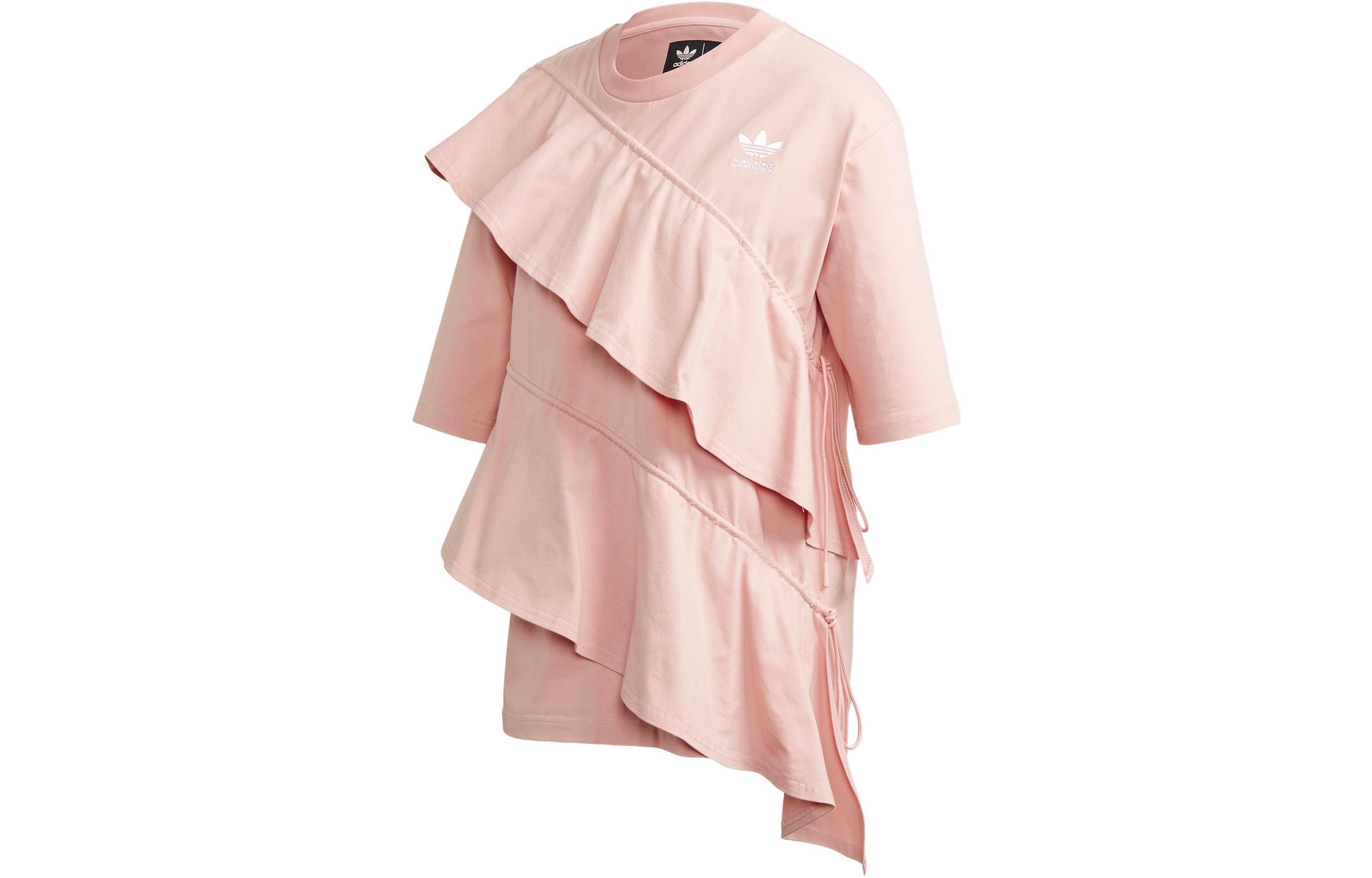 Adidas Originals T Shirts Women s Pink Crew Neck Moderate Straight Fit FT9877 36