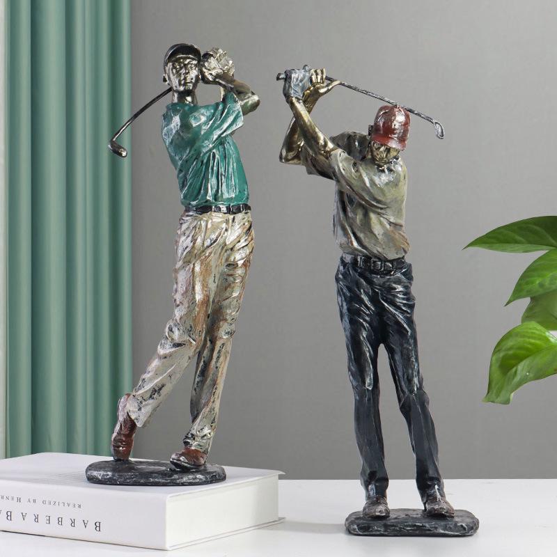 Golf Sports Person Resin Ornament for Living Room or Office Decor