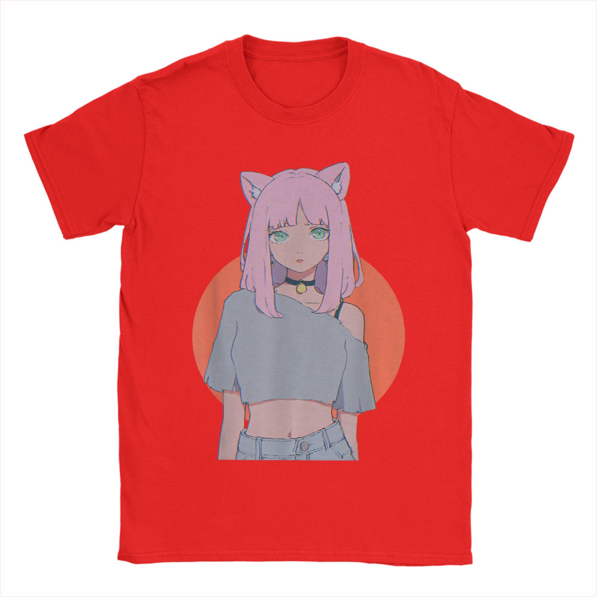 

Anime Girl Soft Aesthetic Pastel Kawaii Neko Catgirl Waifu T Shirts Unisexs TShirt Crewneck Tees Short Sleeve Tops Gift S