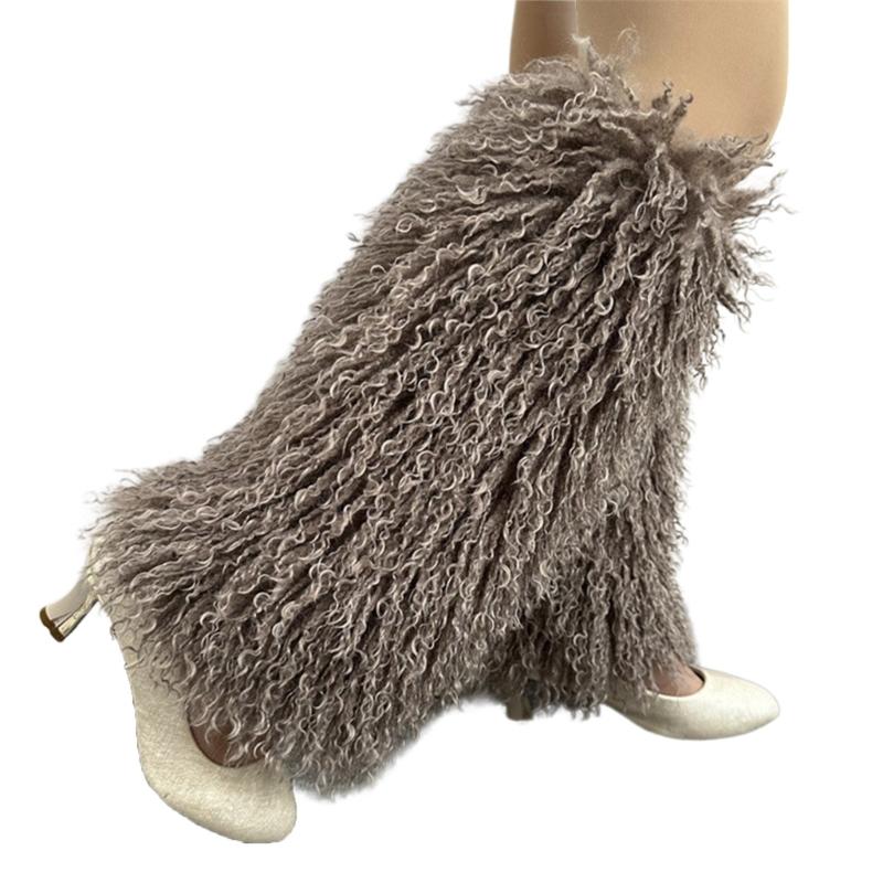 Harajuku Shoes Cuffs Leg Warmer Winter Warm Vintage Solid Color Fuzzy Plush Boots Cover Thick Calf Socks for Womens