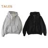 Fall Winter Men Coat Zip-up Long Sleeves Elastic Cuff Thick Plus Size Drawstring Plush Solid Color Loose Pockets Daily Sport Hoodie