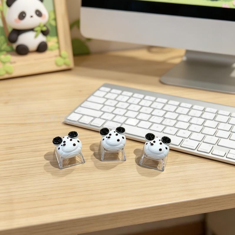 DIY 3D Cute Animal Keycaps 10PCS Creamy Style Cross-Shaped Universal Key Accessories for Home Mechanical Keyboard Use