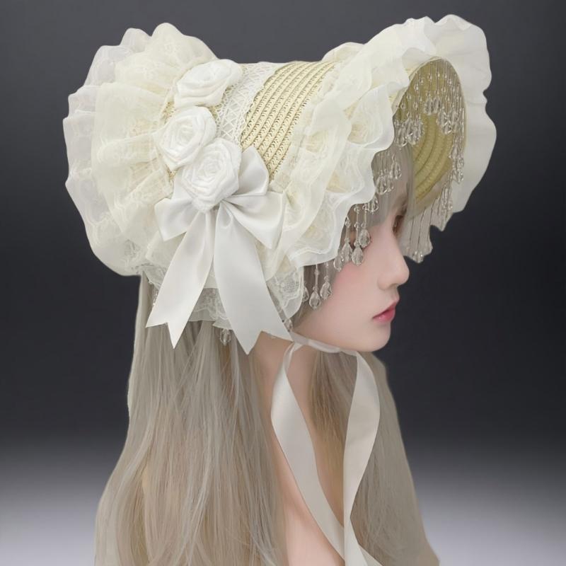 Elegant Gothic Widows Hat Handmade Lace Detailing Perfect for Cosplay Costume Accessories Stage Performances