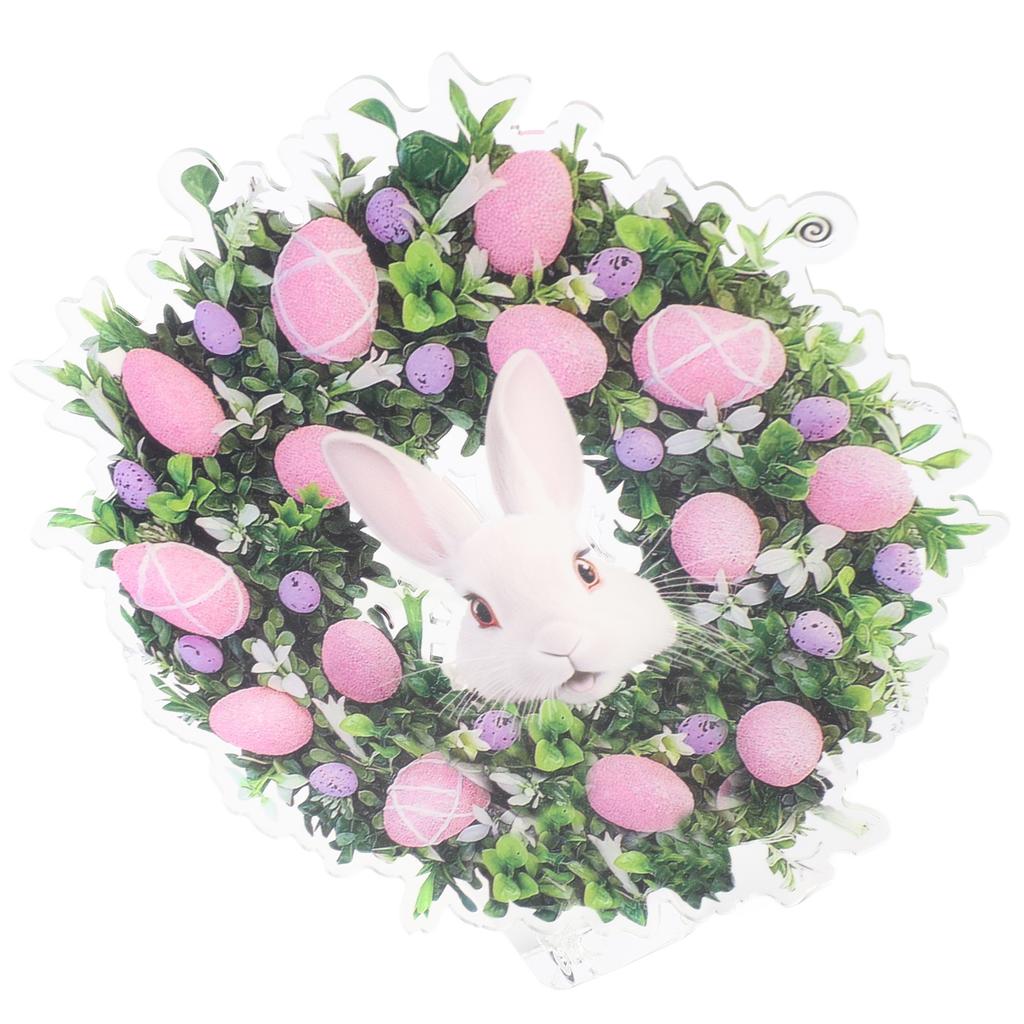 Easter Bunny Wreath Hanging Artificial Decorative Easter Wreath with Eggs for Spring Front Door