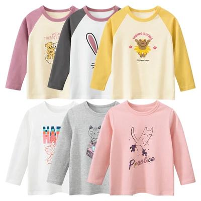 2024 herbst Neue Koreanische kinder Tragen Cartoon Bär Mädchen Langarm T-shirt Trendy Kinder Kleidung Unterlage Shirt für Mädchen