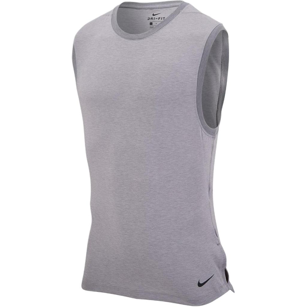 Nike Dri-FIT Logo Slit Hem Slim Fit Tank Top Men Tops Gray CN9819-056