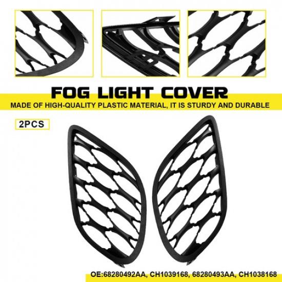 2Pcs Fog Light Grille Cover For 2015-2025 Dodge Charger Front Left Right Black