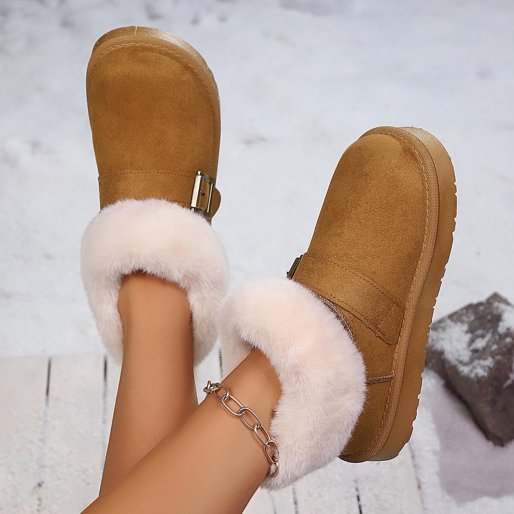 Snow Boots 2025 New Warm and Fashionable Short-cut Fleece Thickened Buckle Snow Boots for Women