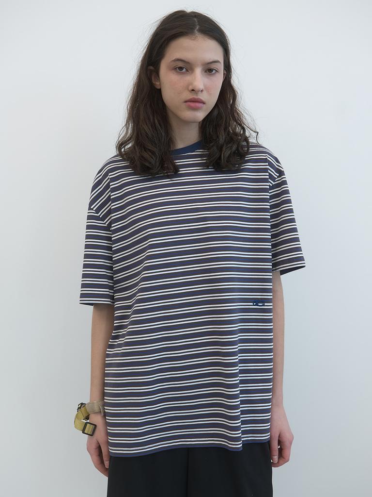 ENZO BLUES Striped Oversized T-Shirt (Charcoal)