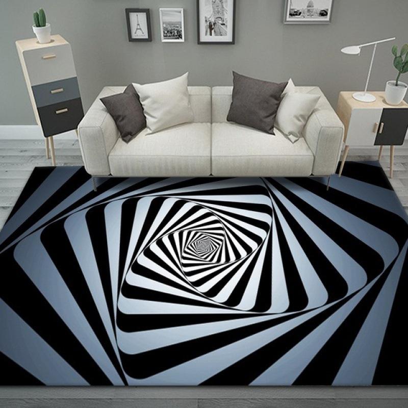 3D Dizziness Illusion Carpet Fun Technology Printed Rug Bedroom Living Room Anti Slip Mat Winter Warm Home Decoration