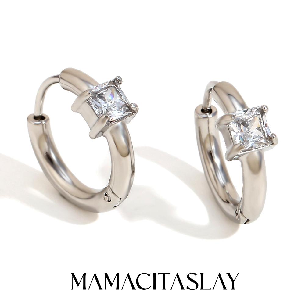 MamacitaSlay 316l Stainless Steel Zircon Hoop Earring 18K Gold Plated Waterproof Minimalist Jewelry for Women 2026 Trend Gift