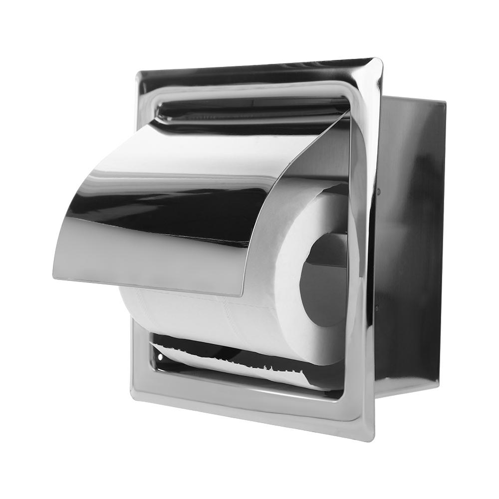 

Wall Mounted Concealed With Cover Tissue Paper Rack Toilet Paper Holder Tissue Box Roll Paper Box срібний