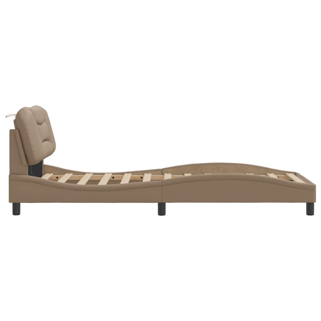 LED Bed Frame without Mattress Hvar Cappuccino Brown 80 x 200 cm