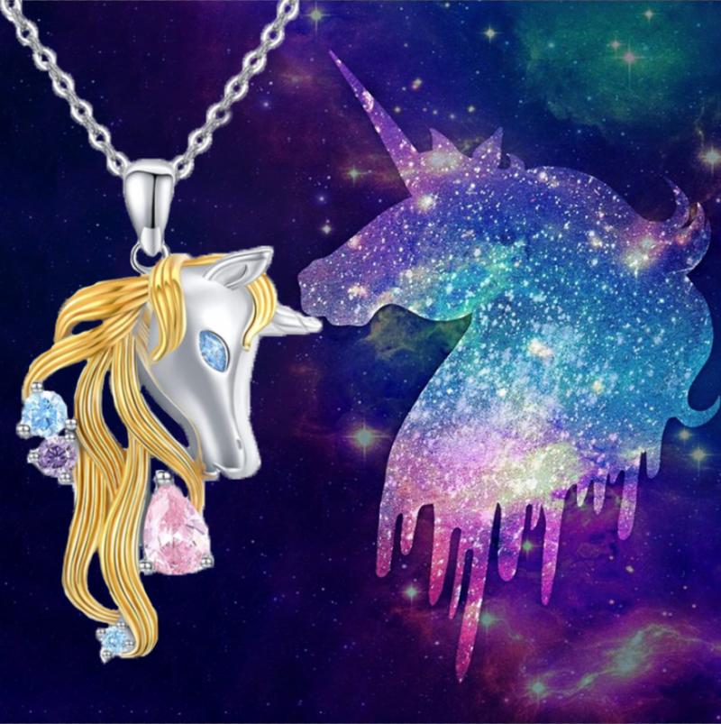 

Модный и элегантный женский кулон в виде единорога с кристаллами разных цветов, женские банкетные украшения