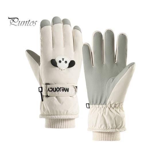 

Детские лыжные перчатки, зимние термоперчатки для снега, ветрозащитные бархатные теплые перчатки для сенсорного экрана, для холодной погоды, катания на сноуборде, катания на санях белый
