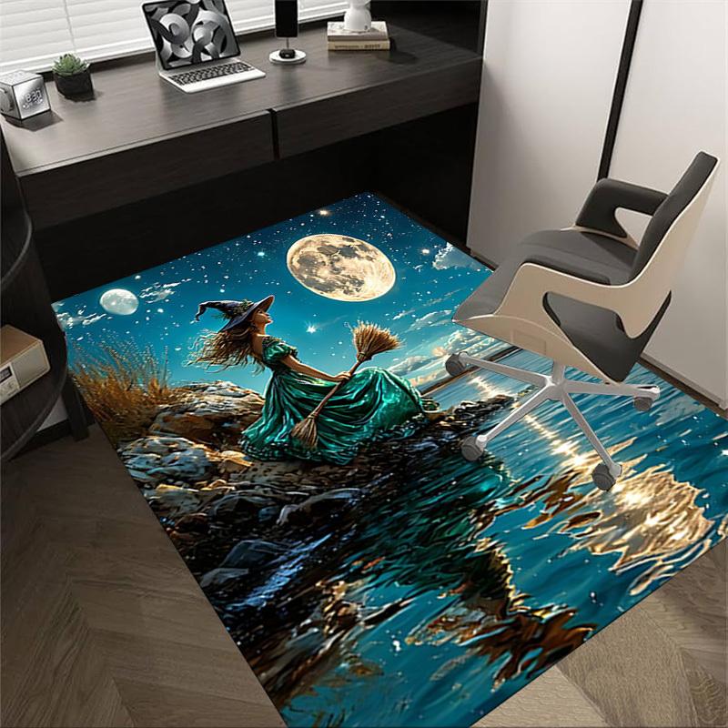 1PC Witchcraft Moonlight Extra Large Non Slip Floor carpet, Office, family, bedroom Large Area Rug Indoor Rugs, Vibrant Colors