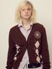 [mardimercredi] Cashmere Blended Cardigan V Neck Argyle Chocolate Pink