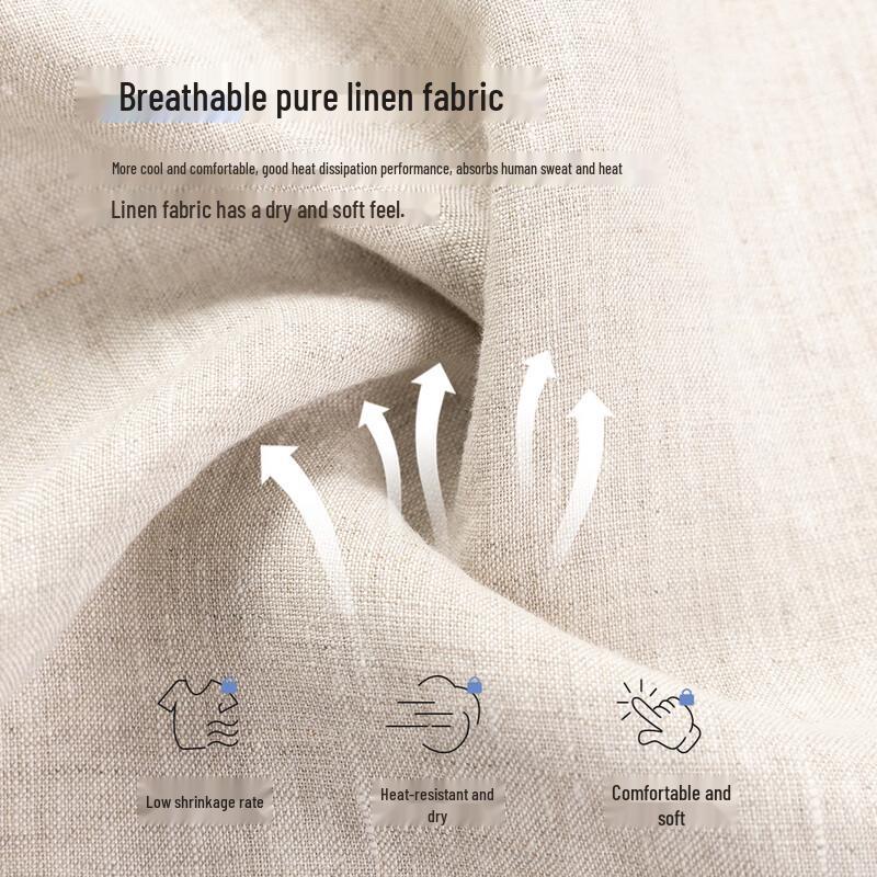 SHANSHAN Men's 100% Linen Short Sleeve T-Shirt
