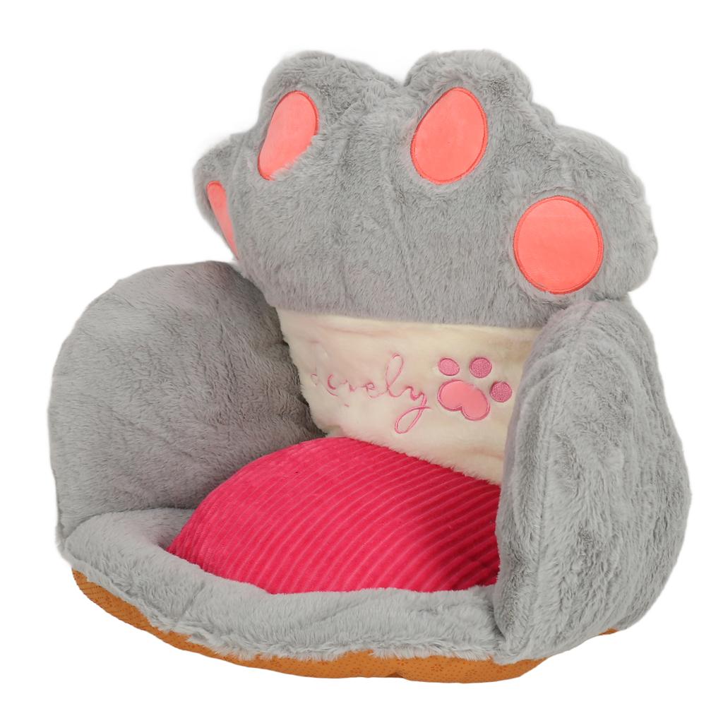 Cute Cat Paw Cushion Half Surrounded Office Chair Pillow Floor Cushion Pad for Bedroom Living Room Cafe Dorm Decor Grey