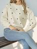 Autumn European & American Versatile Knit Heart Sweater - Women's Cute Round Neck Style
