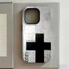 Ins Retro Cross Pattern Phone Case for iPhone 17 16e 16 15 14 13 12 11 X XS XR XSMAX 7 8 Air Pro Max Plus Luxury Double-layer