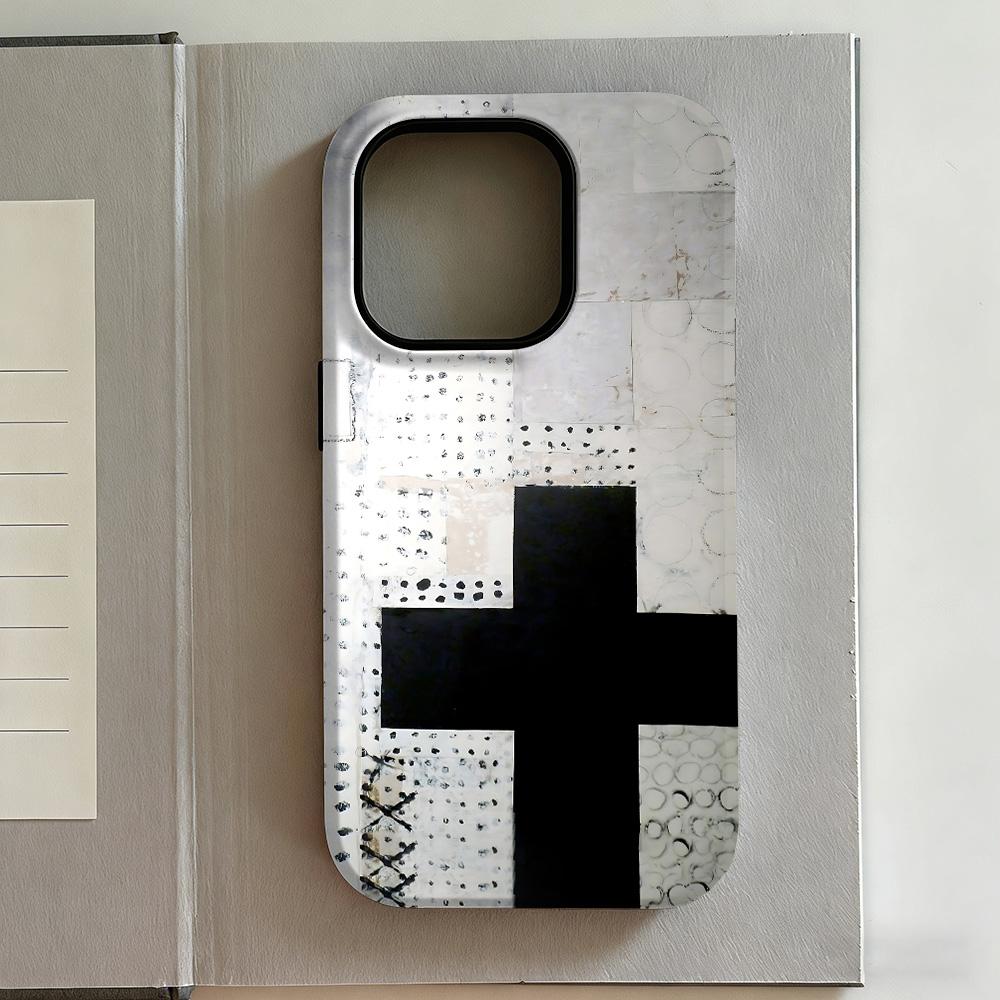 Ins Retro Cross Pattern Phone Case for iPhone 17 16e 16 15 14 13 12 11 X XS XR XSMAX 7 8 Air Pro Max Plus Luxury Double-layer