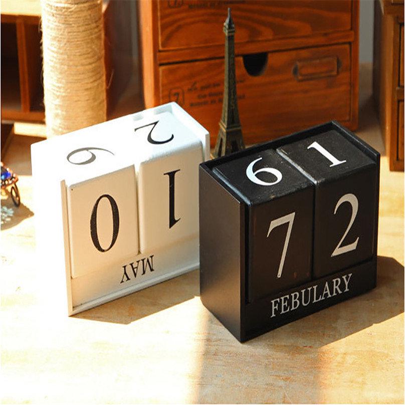 Calendario decorativo nordico bianco nero in legno semplice fai-da-te blocchi di legno decorazione per la casa