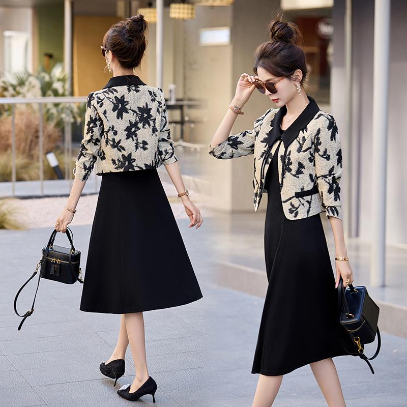 2024 Spring Women's Two-Piece Chinese Style Coat Dress - Small Size Fashion Suit Skirt