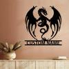 Custom Flaming Dragon Wall Art Decor, Farmhouse Wall Decoration, Metal Flaming Dragon Art, Custom Names, Porches, Patio Presents