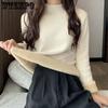 WTEMPO Thickened Sweater Women's Turtleneck Fleece Lined Knitting Top Long Sleeve Pullover Y2k Jumper Autumn Winter Knitwear