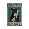 Funny Coffee Sign Retro Cat Posters Metal Tin Sign Vintage Kitchen Signs Coffee Bar Sign Cat Wall Art Poster Cats Home Decor