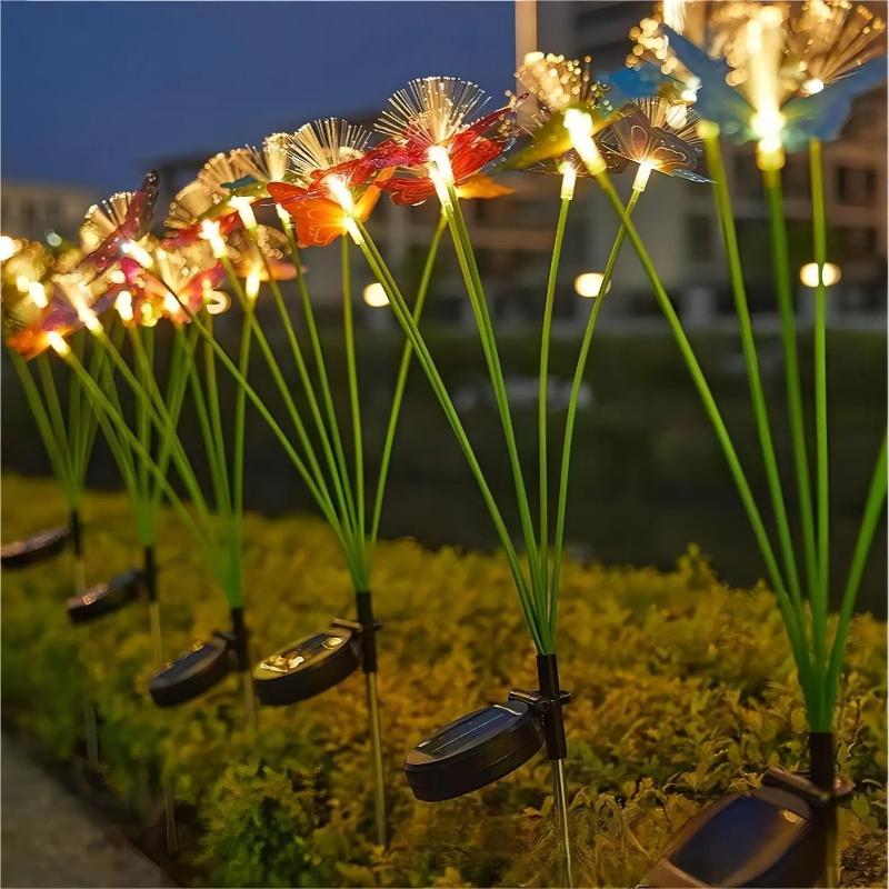 Solar Powered Waterproof Fiber Optic Butterfly Stake Lights Color Changing Fairy Lights for Outdoor Garden Patio Yard Wedding