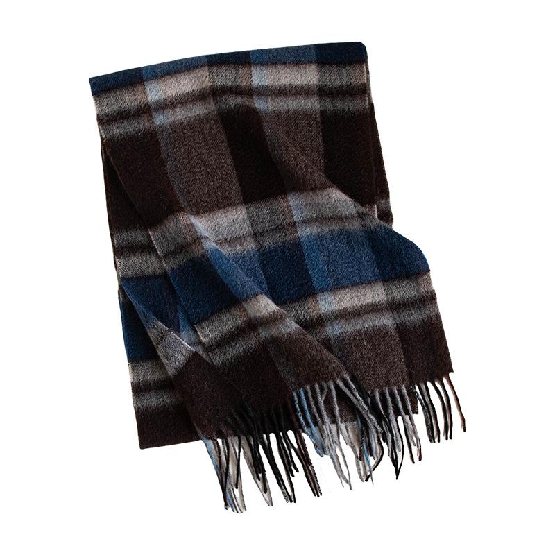 Pure Cashmere Plaid Scarf High End British Style Warm Plaid Scarf for Men Women