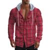 American Retro Plaid Shirt Men'S Autumn And Winter Hooded Flannel Jacquard Shirt Casual Jacket Men