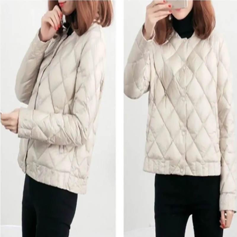 Women's Autumn and Winter Small Cotton-padded Jacket Short Lightweight Down Coat Thin Middle-aged Winter Stand-up Collar Parka Outwear
