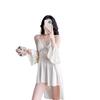 Hollow French lace suspender nightdress two-piece set ice silk silk loungewear outer morning robe support