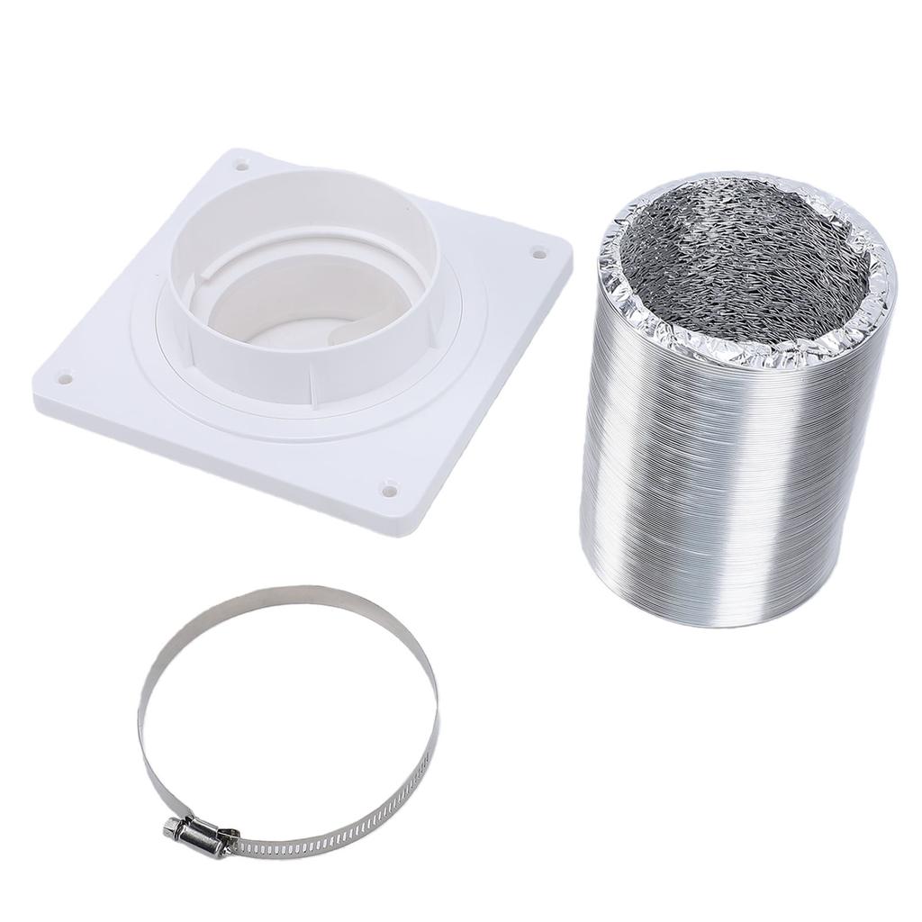 Dryer Vent Connection Kit Fit 4 Inch Duct Quick Connect Coupling Wall Flange Plate Aluminum Foil Hose and Clamp for Bathroom