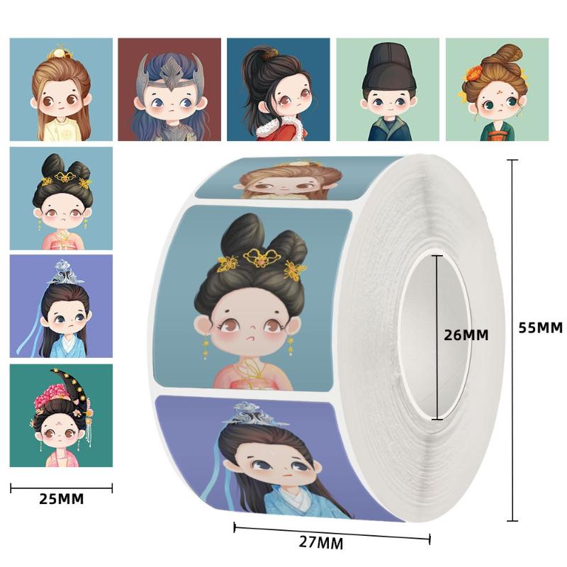 

500Pcs/Roll Cartoon Girl Stickers Children Reward Stickers Diy Guitar Phone Laptop Water Cup Stickers Toys A7