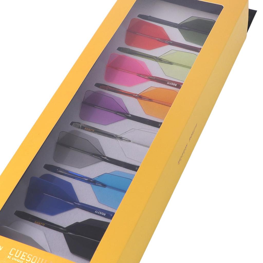 CUESOUL ROST 77 Transparent Big Wing Set of Medium One-Piece Flights, Shape, 12-Color Mix, 12, (CS-77-12DF-M)