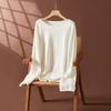 Women's Long Sleeve One-Shoulder Cashmere Knit Sweater - Mid-Length, Rolled Edge, Autumn/Winter Collection