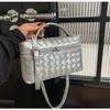 Ielgy Fashionable Woven Bag Hand-Carrying Square Box Lunch Box Bag Portable Shoulder Messenger Bag